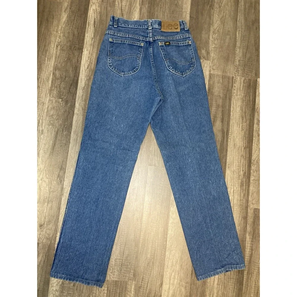 Y2K Vtg Lee Riders Womens 9 High Rise Mom Straight Jeans Blue Denim 26x30 USA - Picture 2 of 7
